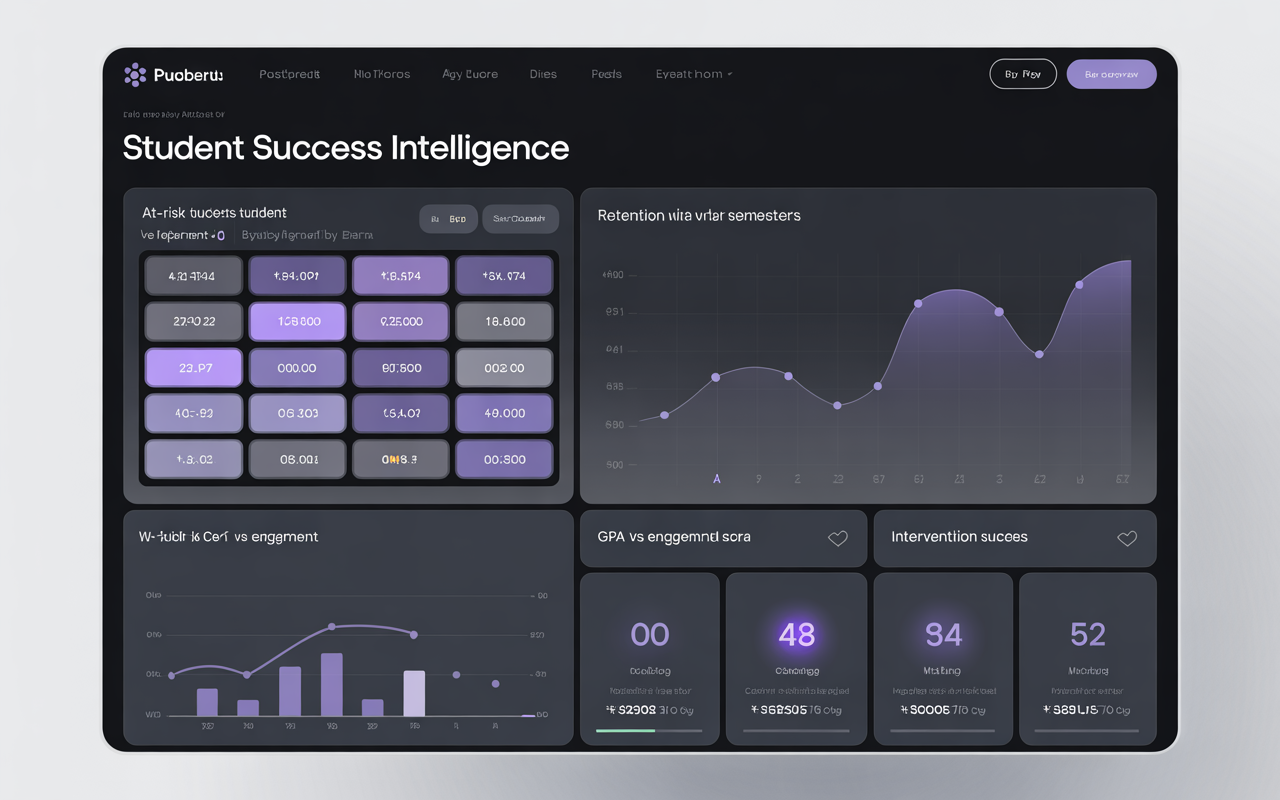 Student Success & Retention analytics dashboard showing charts, graphs, and key performance metrics